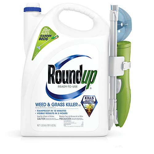 Roundup Ready-To-Use Weed & Grass Killer III -- avec baguette Sure Shot, utilisation dans et autour des jardins potagers, cernes d'arbres, parterres de fleurs, patios et plus encore, tue jusqu'à la racine, 1,33 gal.