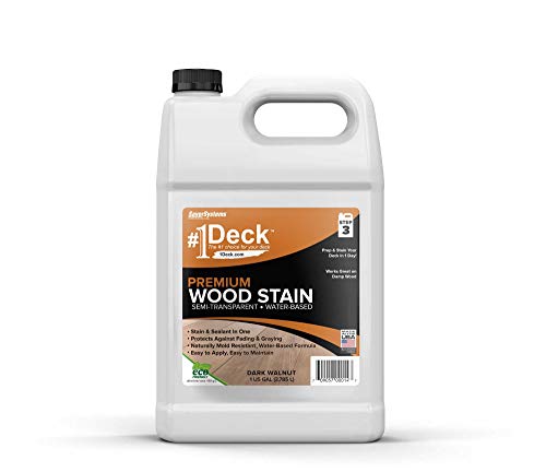 #1 Deck Teinture à bois semi-transparente de qualité supérieure pour terrasses, clôtures et revêtements - 1 gallon (noyer foncé)