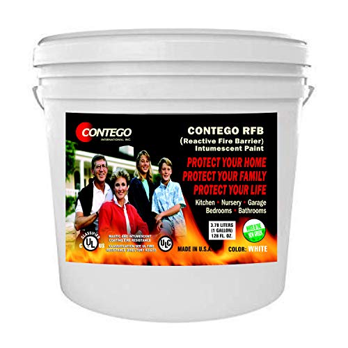 Contego International Inc. Peinture intumescente au latex réactive coupe-feu pour les garages, les pépinières, les chambres et les cuisines.  Pas de COV.  Limite le mouvement du feu, réduit la fumée.
