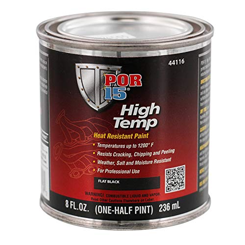 Peinture haute température POR-15 - Noir mat - 8 fl.  Oz.  - Peinture haute résistance à la chaleur - Résiste à des températures de 1200°F |  Résistant aux intempéries et à l'humidité