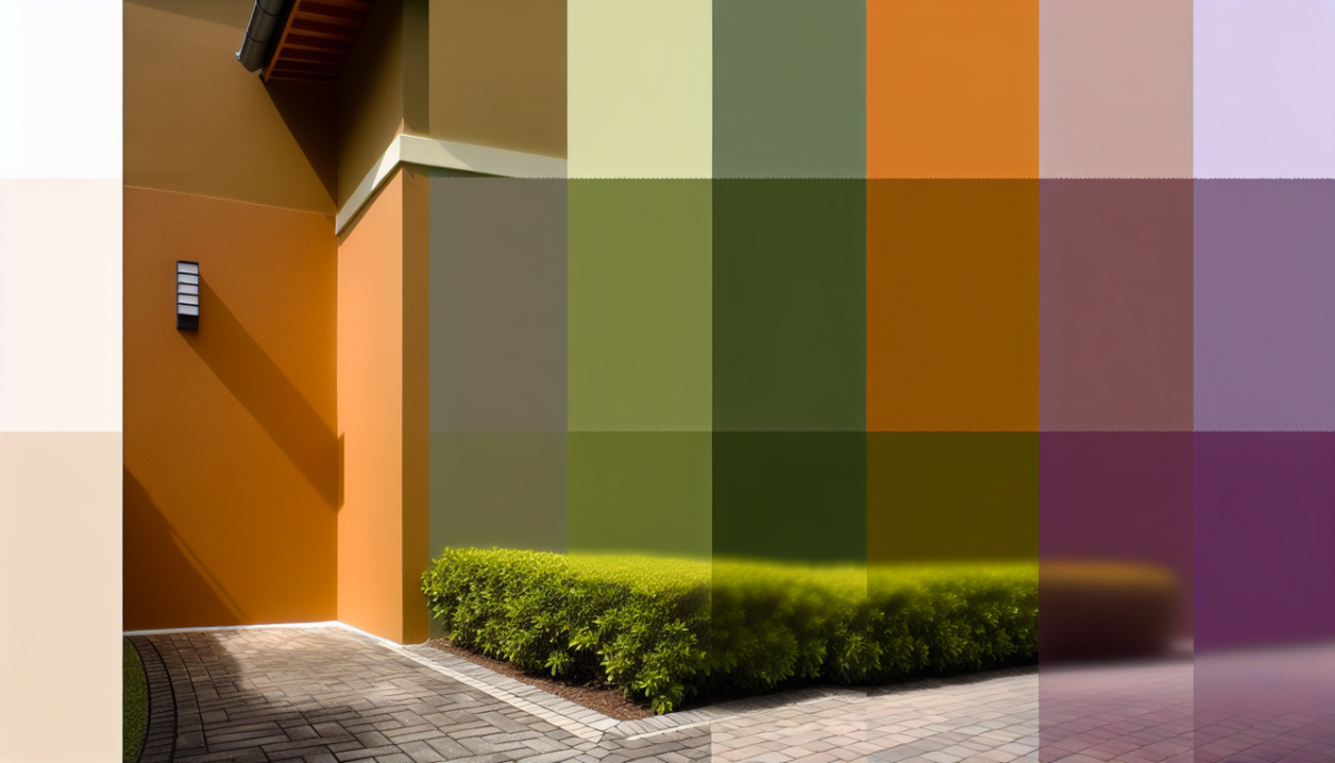 Couleur en O : Merveilleux mur peint en dégradé d'occre, d'olive, d'orange et d'orchidée, illuminé de doux rayons de lumière naturelle, révélant les détails et textures avec réalisme. (197 caractères)