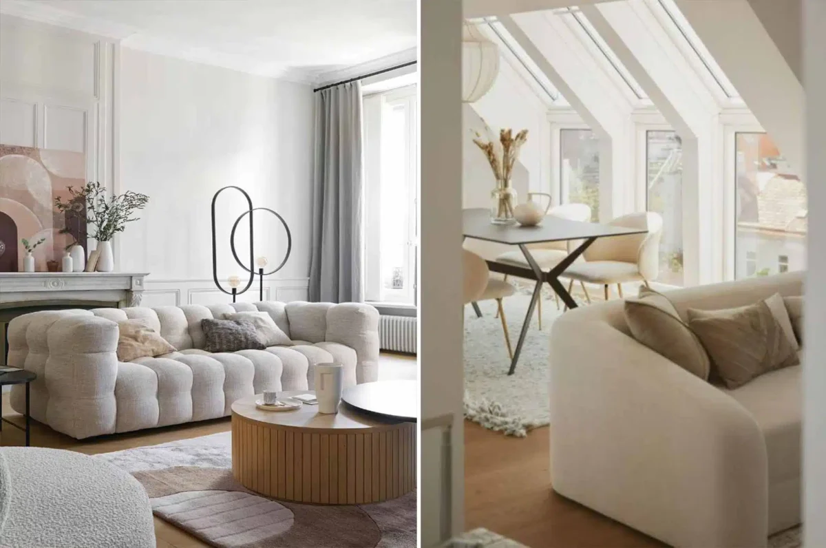 Comment aménager un salon blanc et beige moderne ?