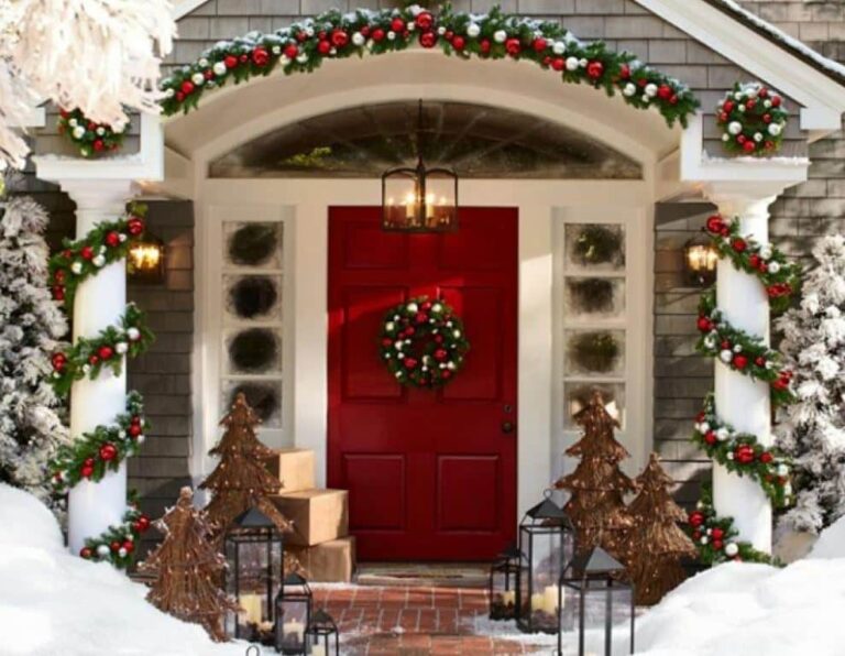 Inspiration pour une décoration de Noël extérieure à l'américaine
