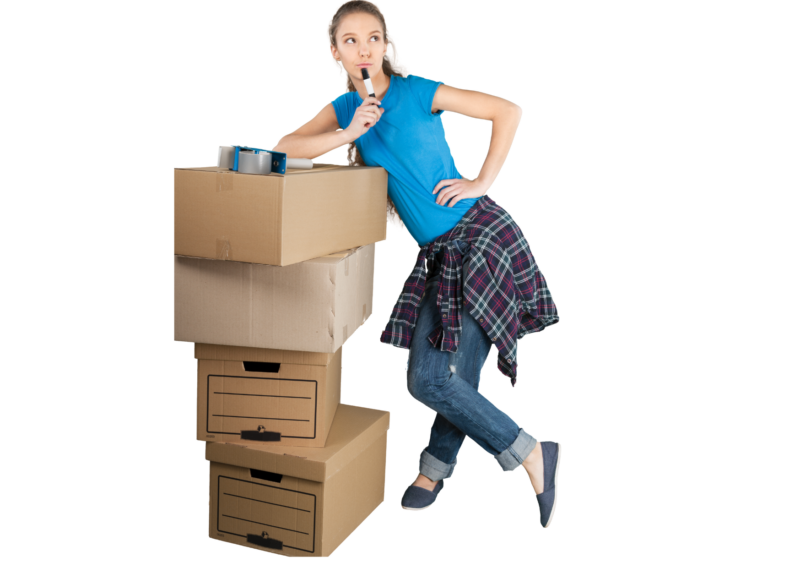 femme demenagement cartons
