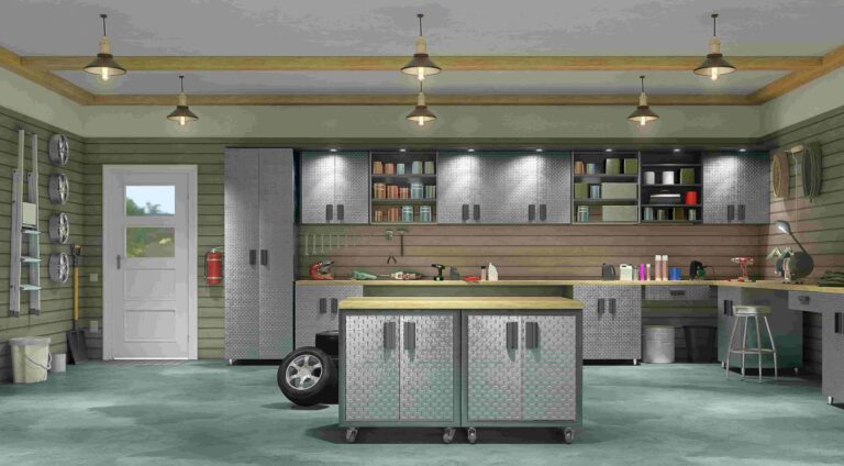 Garage parfaitement aménagé avec des idées de rangement optimisées pour les outils et objets volumineux
