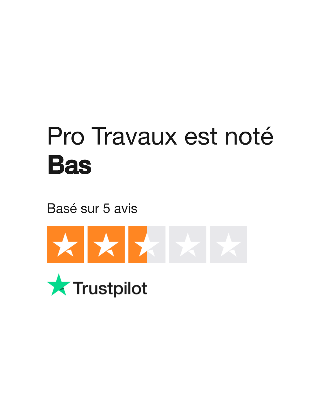 Avis clients Travaux.com sur Trustpilot