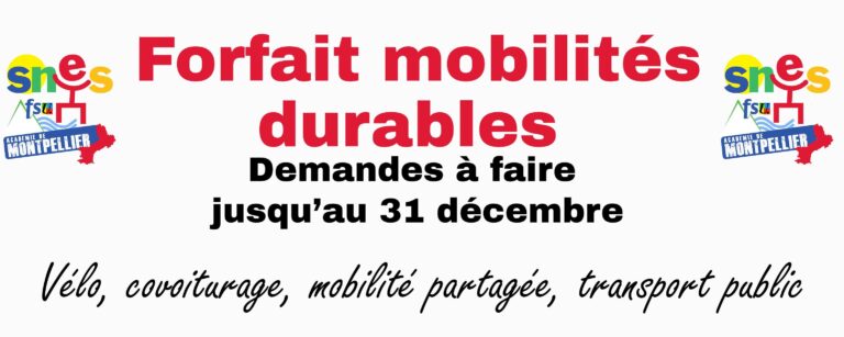 Affiche de la campagne 2024 sur le forfait mobilité durable pour les personnels de l'Éducation nationale